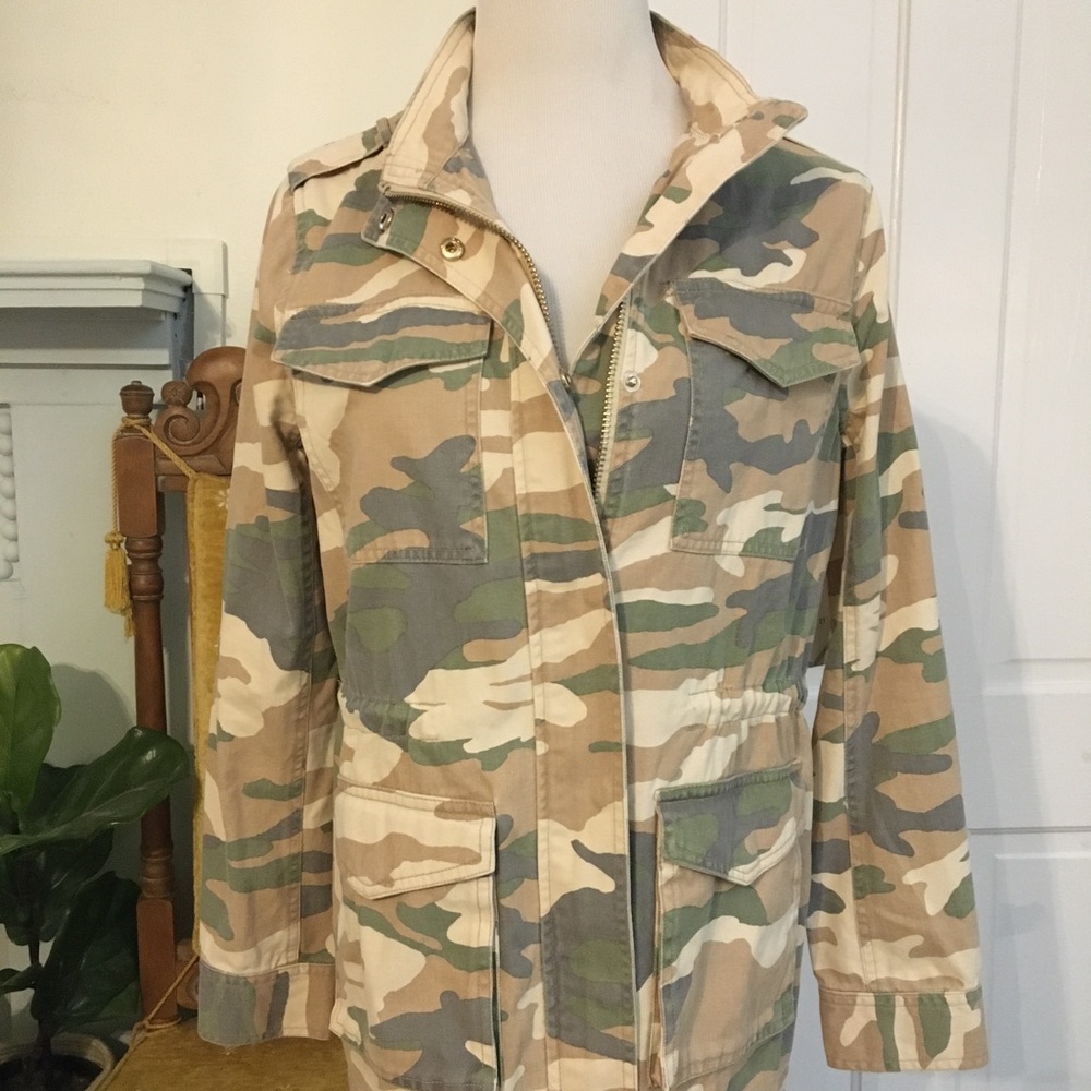 NWT Camo Print Denim Utility Jacket